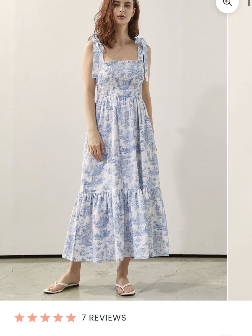 Nothing Fits But The Dress Minji Smocked Square-Neck Maxi Dress Small
